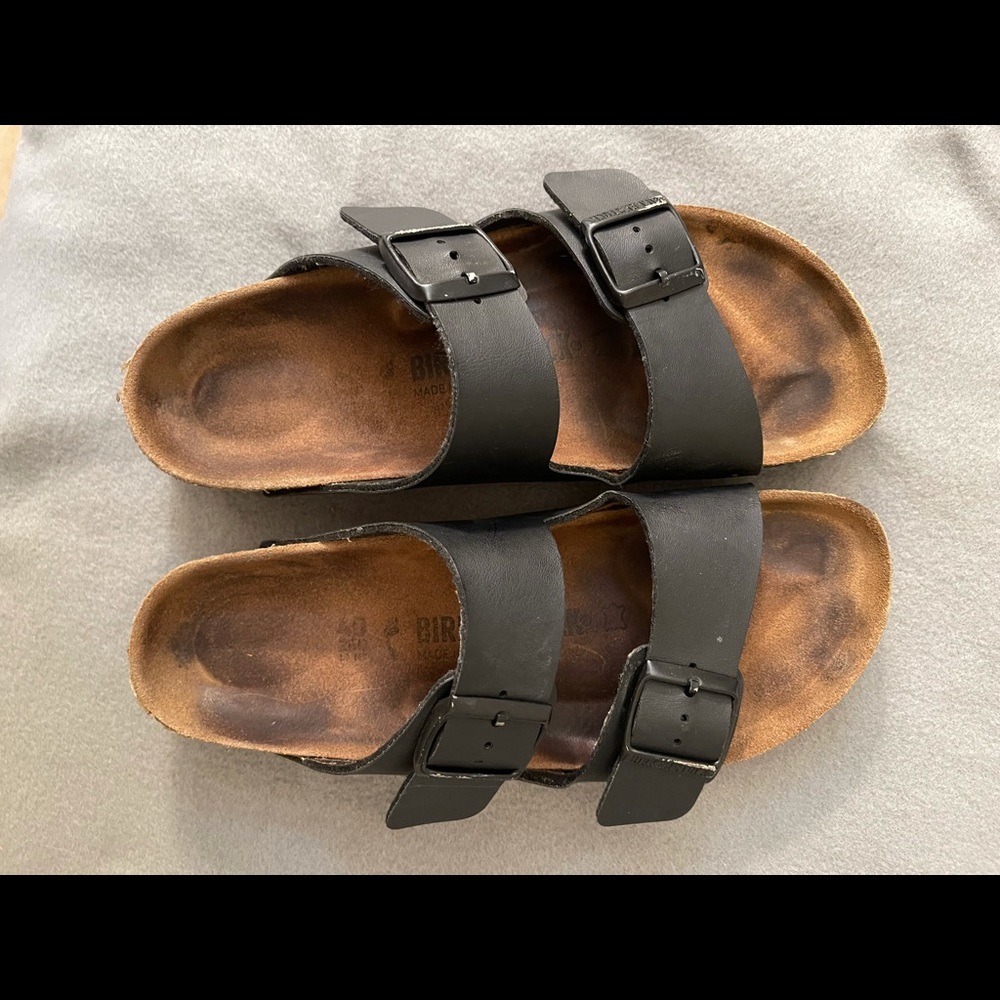 Birkenstock leather sandals.